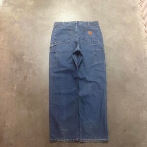 Vintage Carhartt men's‎ blue carpenter jeans dungaree workwear 2002 union 34